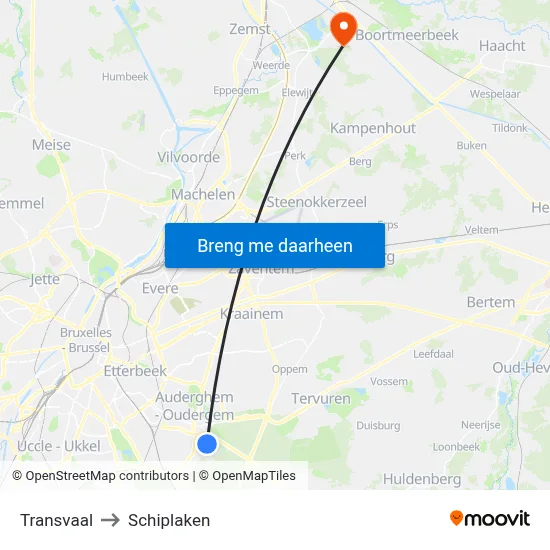 Transvaal to Schiplaken map