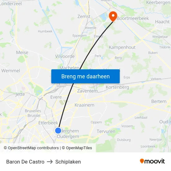 Baron De Castro to Schiplaken map