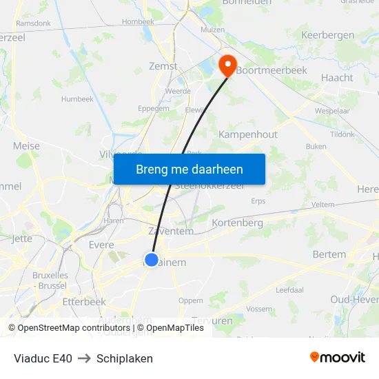 Viaduc E40 to Schiplaken map
