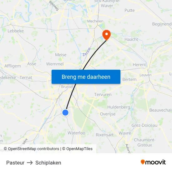 Pasteur to Schiplaken map