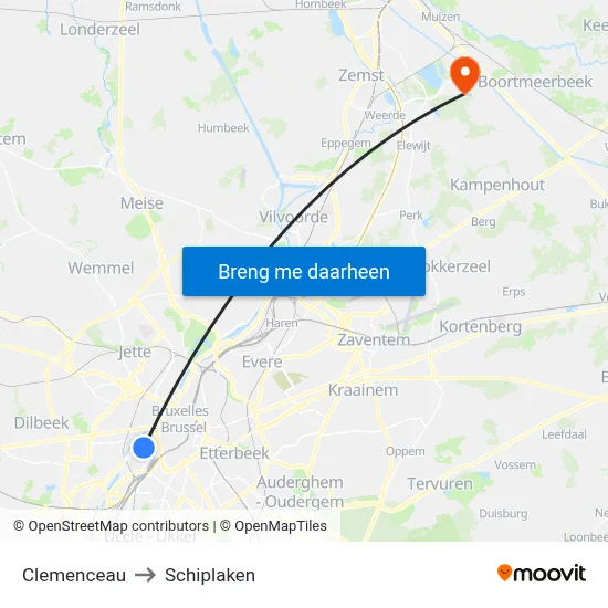 Clemenceau to Schiplaken map