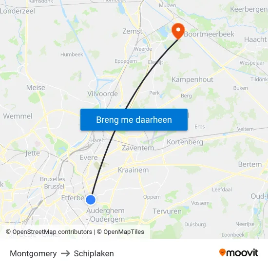 Montgomery to Schiplaken map