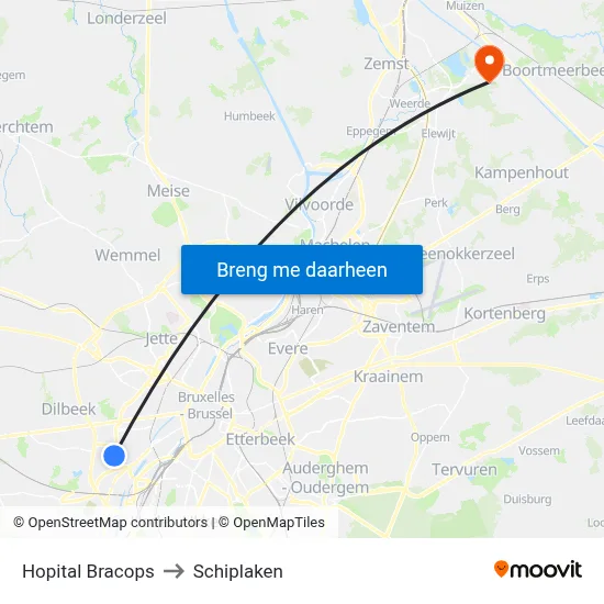 Hopital Bracops to Schiplaken map