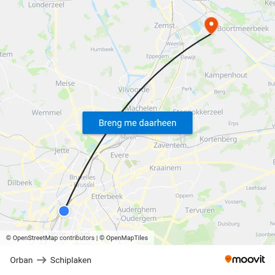 Orban to Schiplaken map