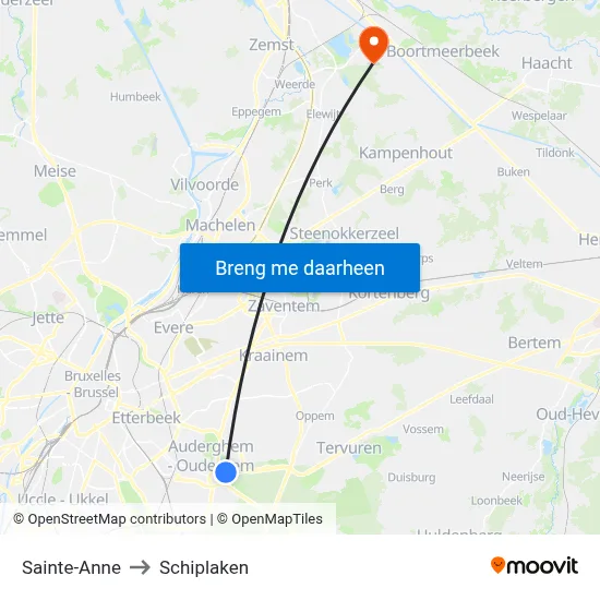 Sainte-Anne to Schiplaken map