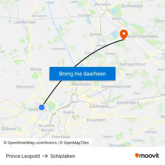 Prince Leopold to Schiplaken map