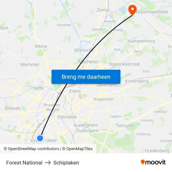 Forest National to Schiplaken map