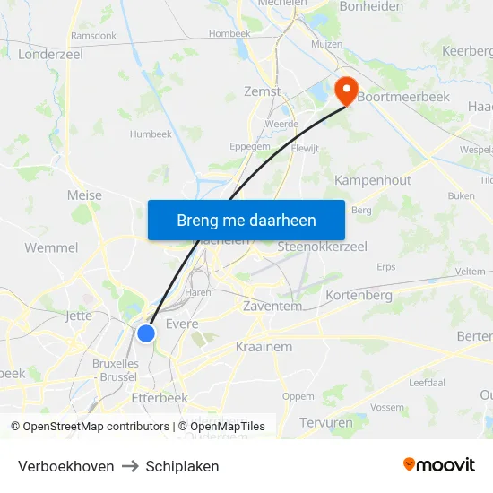 Verboekhoven to Schiplaken map