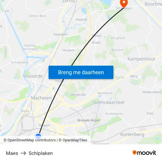 Maes to Schiplaken map