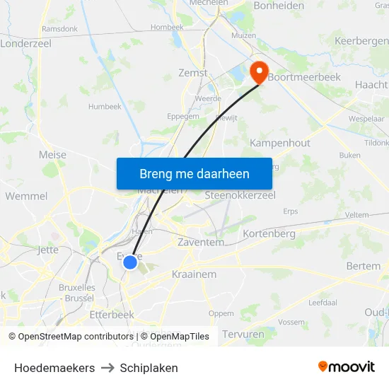Hoedemaekers to Schiplaken map