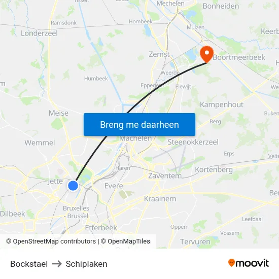 Bockstael to Schiplaken map