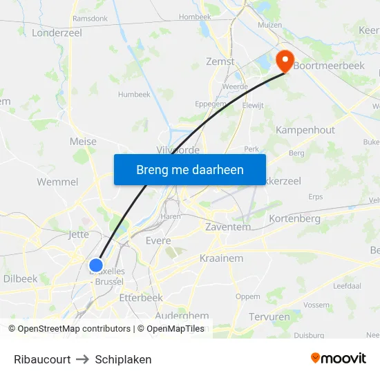 Ribaucourt to Schiplaken map