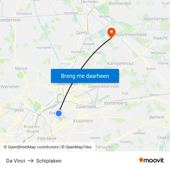 Da Vinci to Schiplaken map