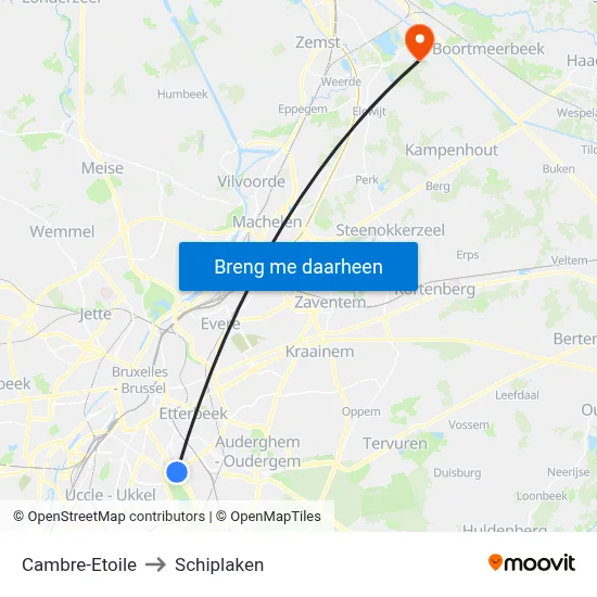 Cambre-Etoile to Schiplaken map