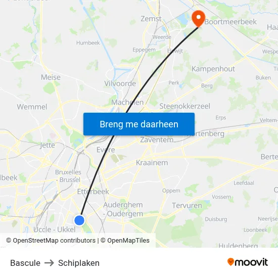 Bascule to Schiplaken map