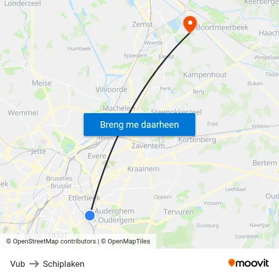 Vub to Schiplaken map