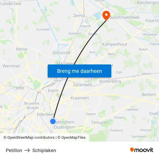 Petillon to Schiplaken map