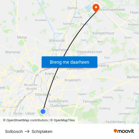 Solbosch to Schiplaken map