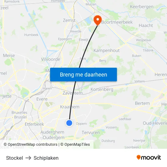 Stockel to Schiplaken map