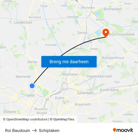 Roi Baudouin to Schiplaken map
