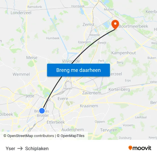 Yser to Schiplaken map