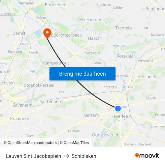 Leuven Sint-Jacobsplein to Schiplaken map