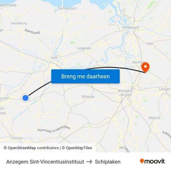 Anzegem Sint-Vincentiusinstituut to Schiplaken map