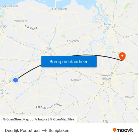 Deerlijk Pontstraat to Schiplaken map