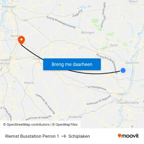 Riemst Busstation Perron 1 to Schiplaken map