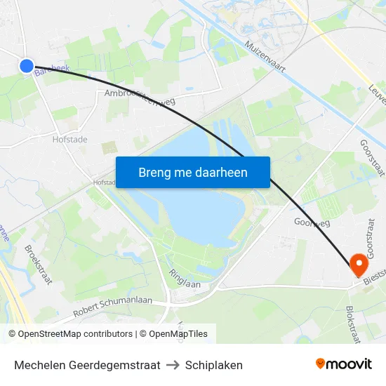 Mechelen Geerdegemstraat to Schiplaken map