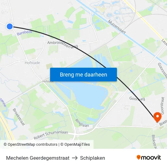 Mechelen Geerdegemstraat to Schiplaken map