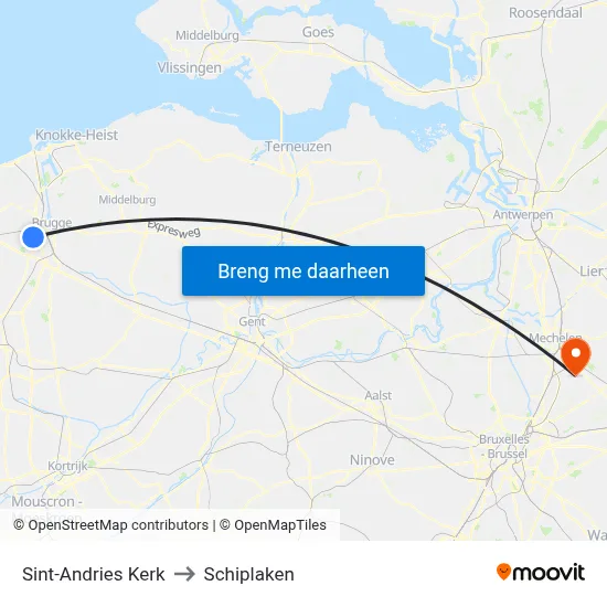 Sint-Andries Kerk to Schiplaken map