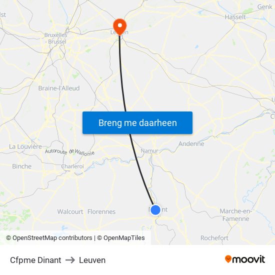 Cfpme Dinant to Leuven map