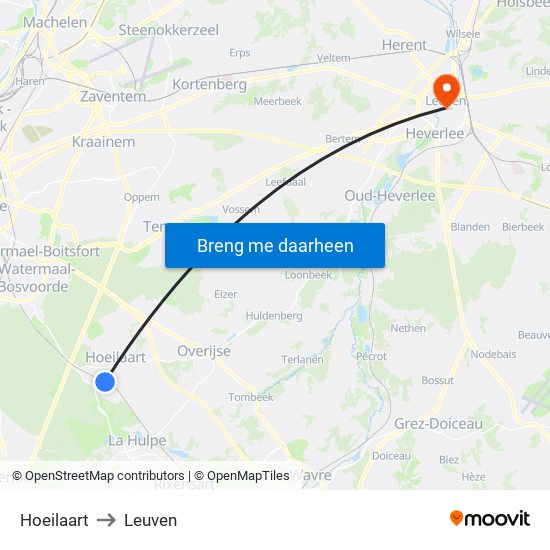 Hoeilaart to Leuven map