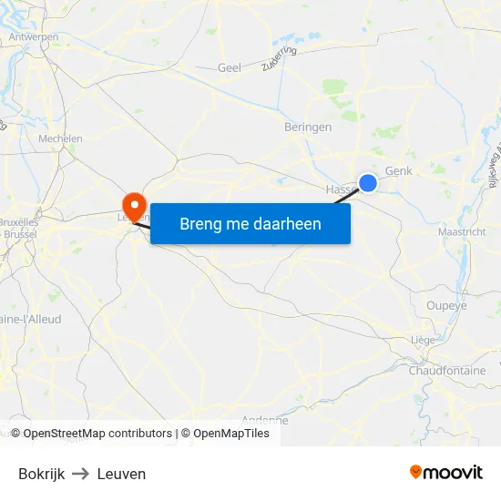 Bokrijk to Leuven map