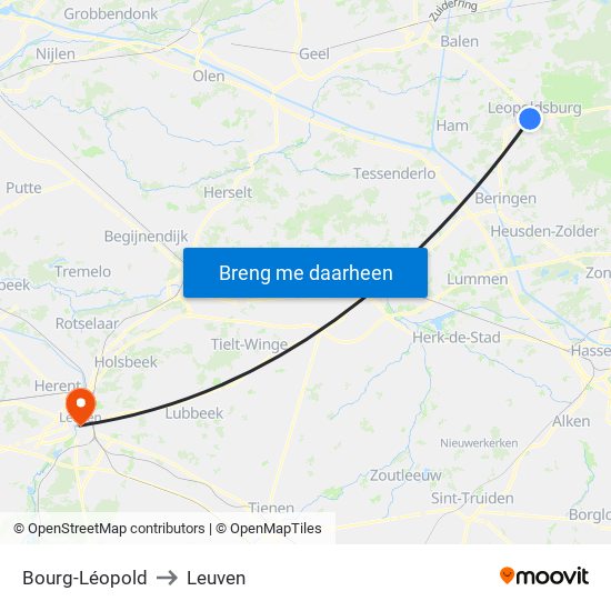 Bourg-Léopold to Leuven map