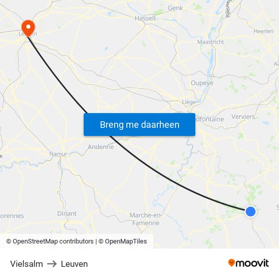 Vielsalm to Leuven map