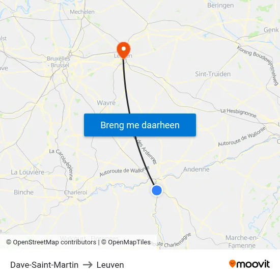 Dave-Saint-Martin to Leuven map
