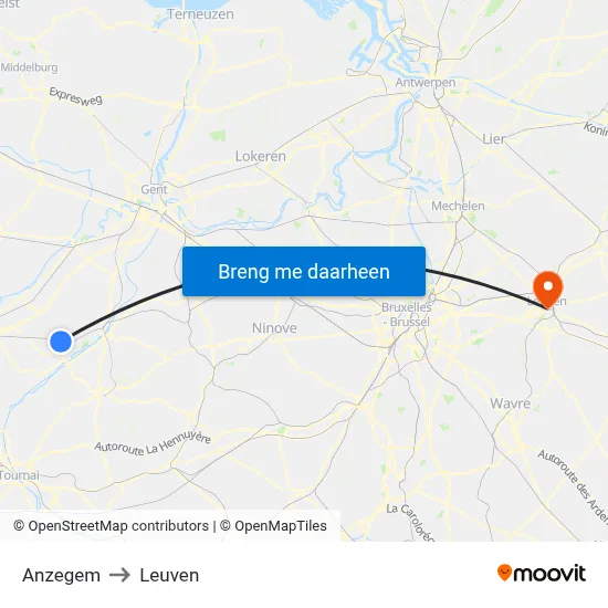 Anzegem to Leuven map