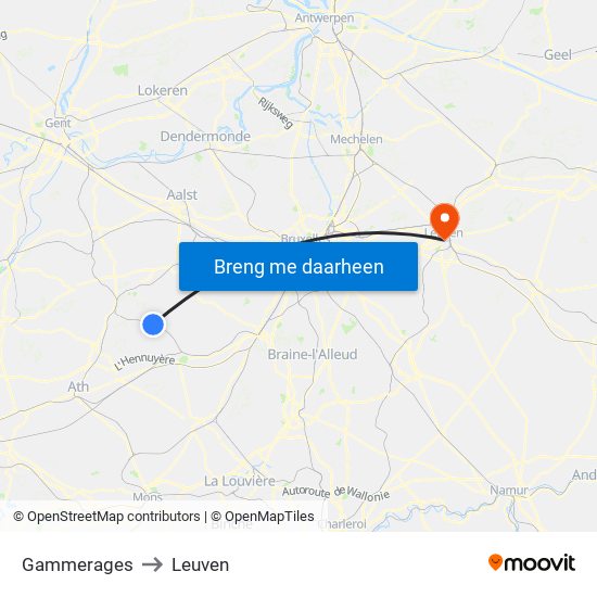 Gammerages to Leuven map