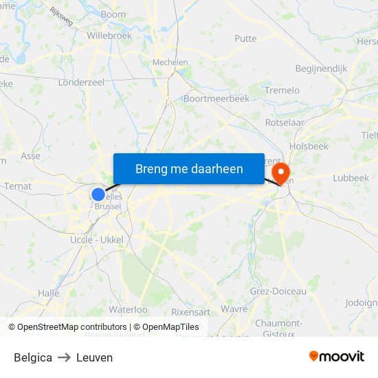 Belgica to Leuven map