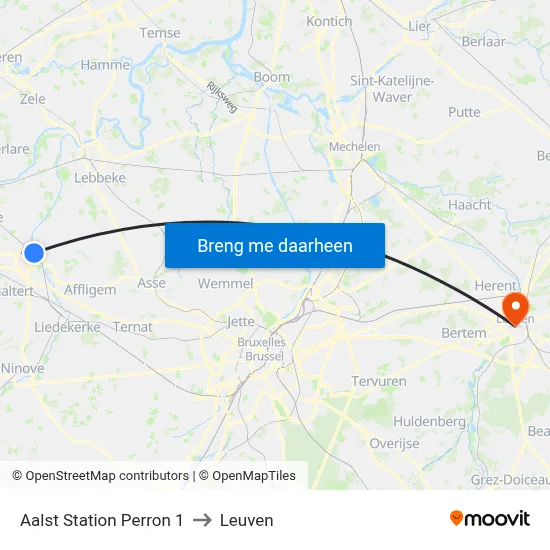 Aalst Station Perron 1 to Leuven map