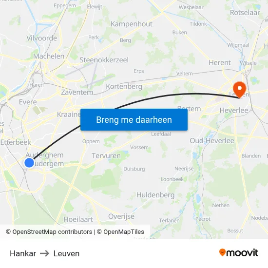 Hankar to Leuven map