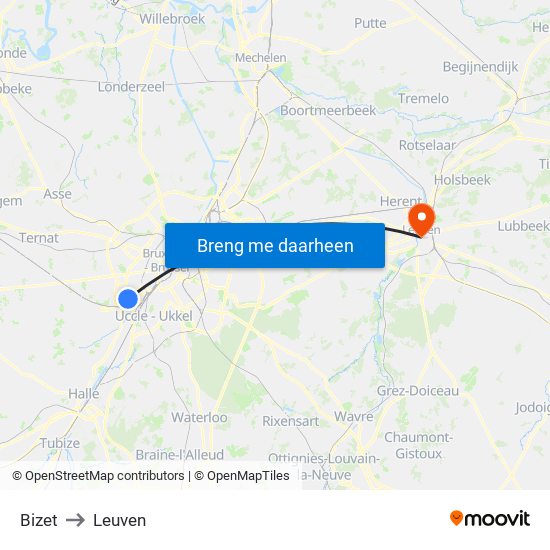 Bizet to Leuven map