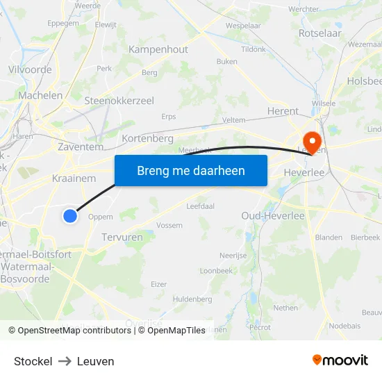 Stockel to Leuven map