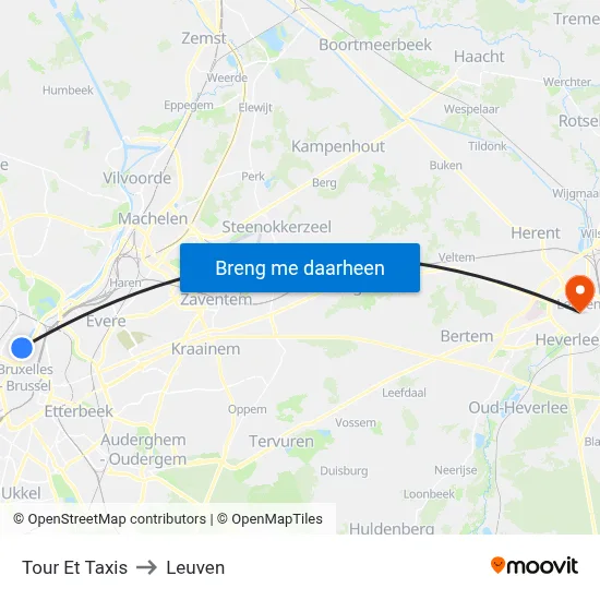 Tour Et Taxis to Leuven map