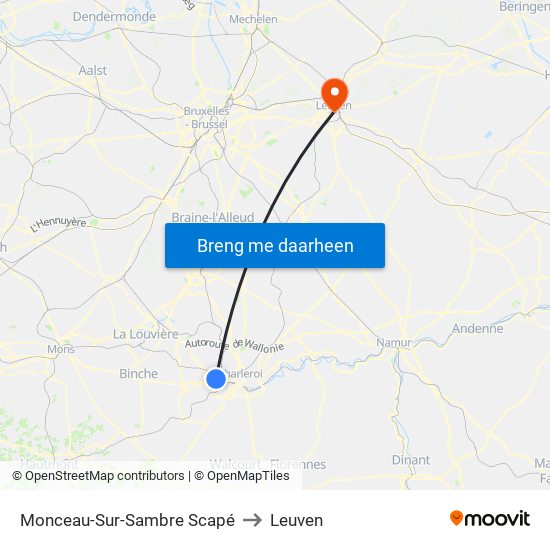 Monceau-Sur-Sambre Scapé to Leuven map