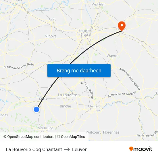 La Bouverie Coq Chantant to Leuven map