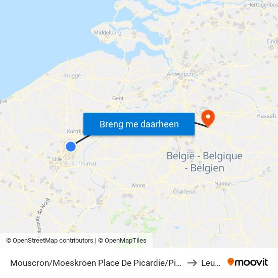Mouscron/Moeskroen Place De Picardie/Picardieplein to Leuven map