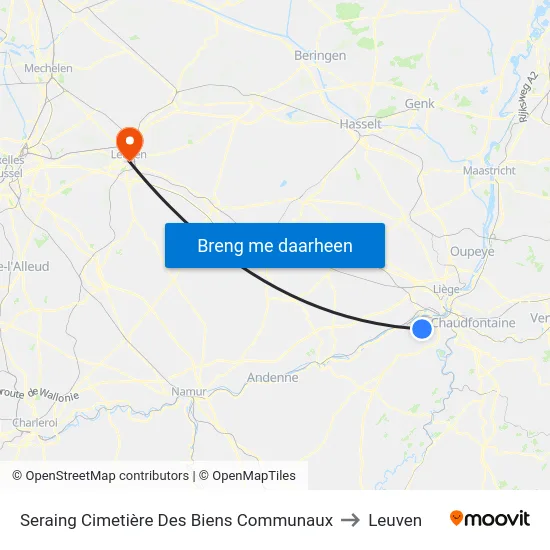 Seraing Cimetière Des Biens Communaux to Leuven map